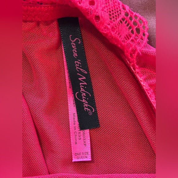 One Size Red Sexy Date Night‎ Lingerie Night Dress with Thong - Picture 3 of 6